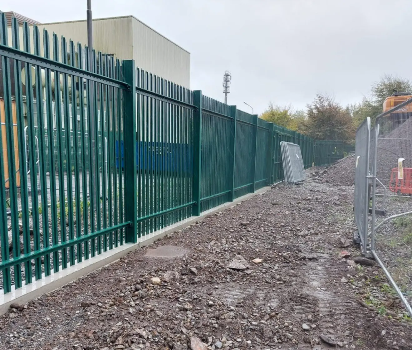 Commercial perimeter fencing installed on a commercial site